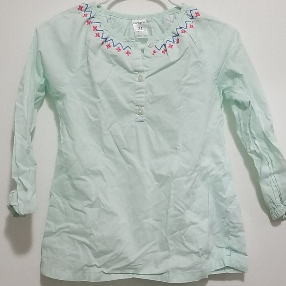 SALE 5/$20 Carter's Mint Green Long Sleeve Top, Size 3T